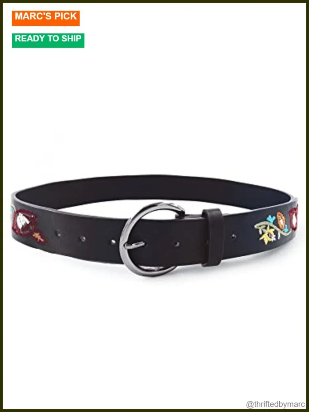 Western Boho Embroidered PU Leather Belt for Jeans Dress